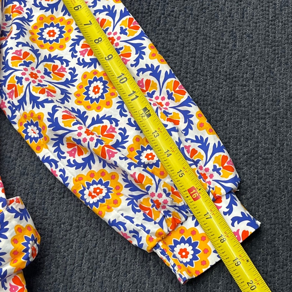 Boden Alba Blue Orange Floral Cotton Tiered Maxi Dress Belted Sz 2P Mosaic Bloom - Picture 8 of 9